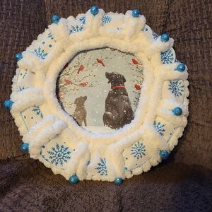 Festive Snowflake Holiday Wreath with Dogs